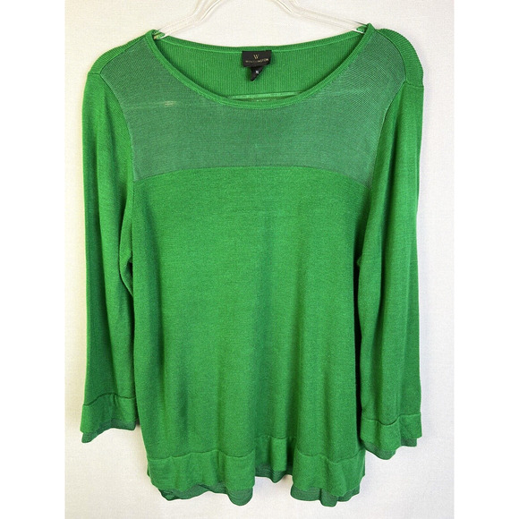Worthington Light Weigth Sweater Women's XL 3/4 Sleeves Bright Green Classic - Picture 8 of 8